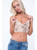 Beigefarbenes Crop-Top mit Pailletten ZZ279 – Online-Shop – Boutique